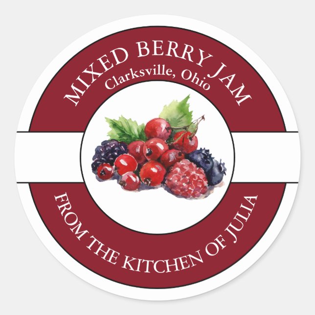 Mixed Berry Jam Label  (Front)