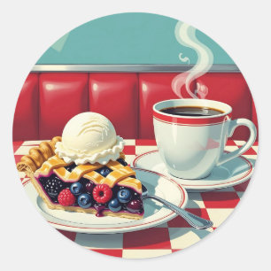 Mixed Berry Pie, Ice Cream and Coffee Classic Round Sticker