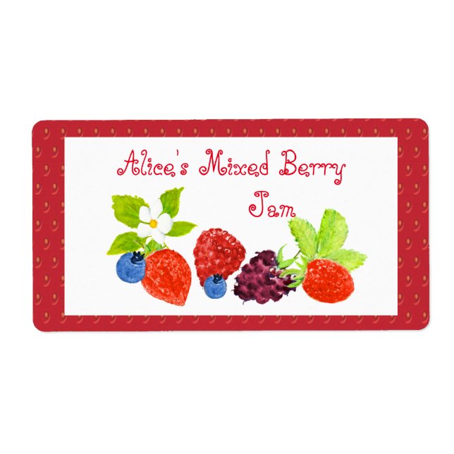 Mixed Berry Preserves Canning Label (Front)
