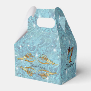 Mixed Blue Silky Pattern with White Sparkles Favour Box