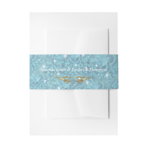 Mixed Blue Silky Pattern with White Sparkles Invitation Belly Band