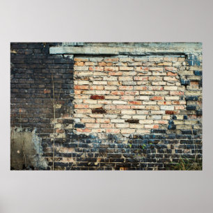 Mixed brick wall texture background. Vintage effec Poster