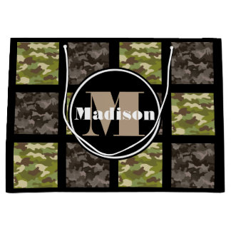 Mixed Camouflage w/Personalisation Large Gift Bag