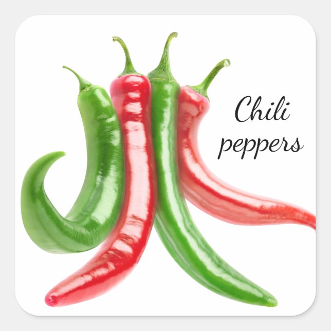 Mixed chilli peppers square sticker (Front)