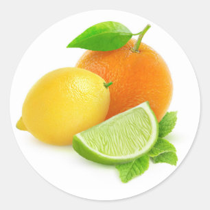 Mixed citrus fruits classic round sticker