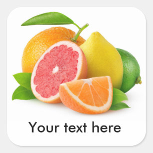 Mixed citrus fruits square sticker