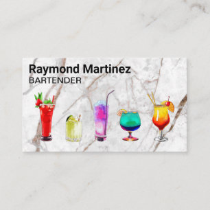 Mixed Cocktail Drinks   Marble   Bartender Business Card