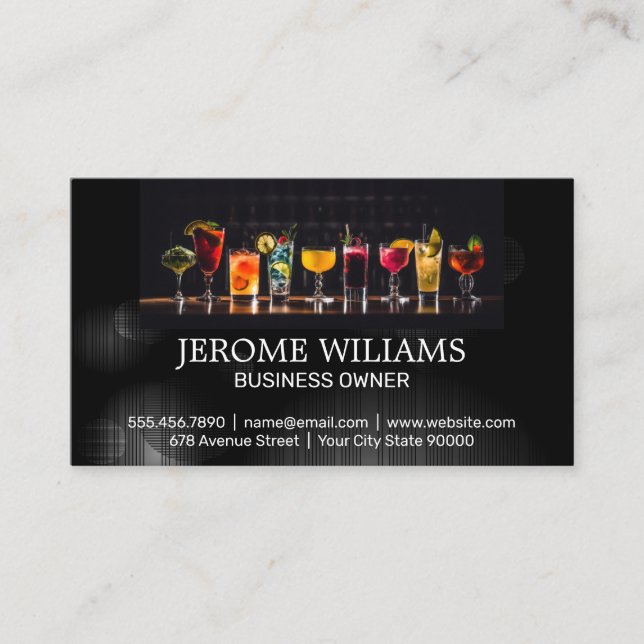 Mixed Cocktail Drinks | Restaurant Business Card (Front)