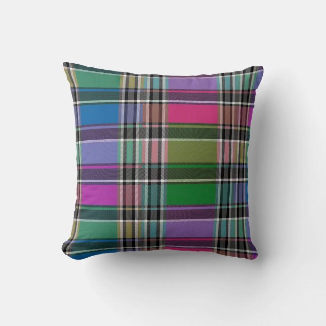 Mixed Colour Plaid Throw Pillow HAMbyWG (Front)