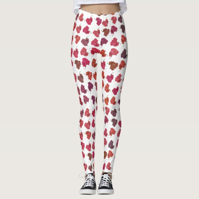 Mixed colours flowers bright motif pattern leggings (Front)