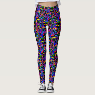 Mixed colours solid block type pattern leggings