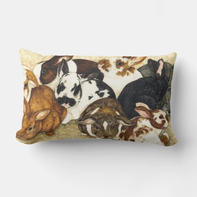 Mixed Company - Baby Rabbits Pillow (Front)