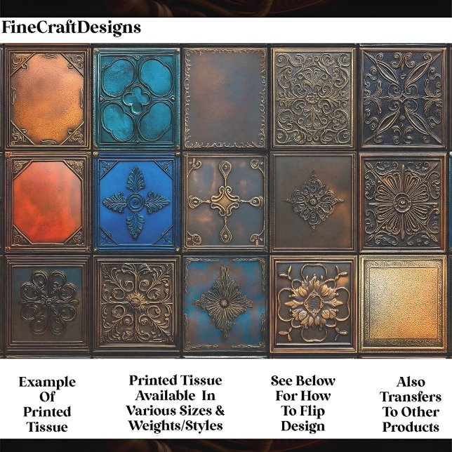 Mixed Design Tiles Brown Blue Gold AA7 Decoupage Tissue Paper (Creator Uploaded)