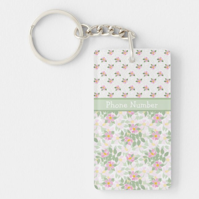 Mixed Dog Rose Florals: Keychain to Personalise (Front)