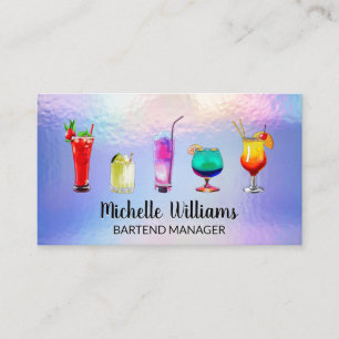 Mixed Drinks Illustrations   Pastel Foil Business Card