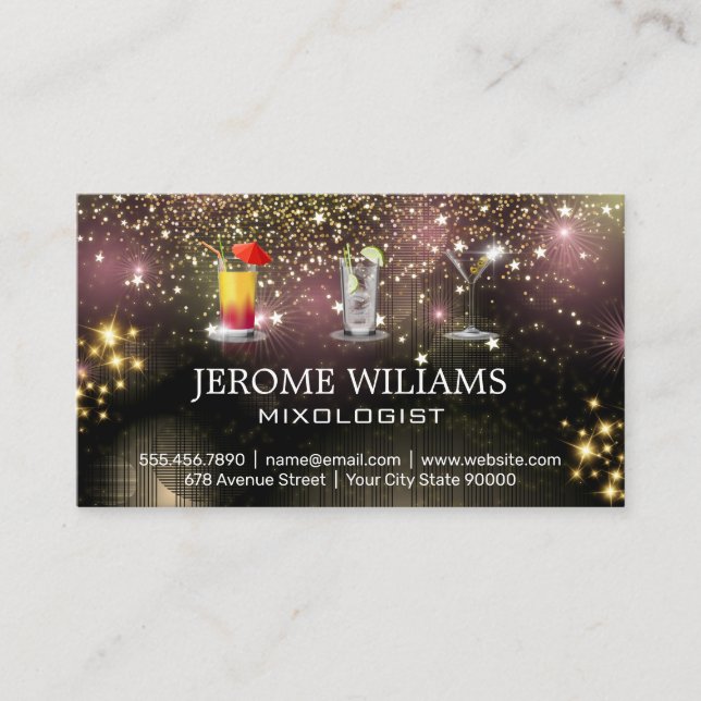 Mixed Drinks | Stardust Glow | Lights Business Card (Front)