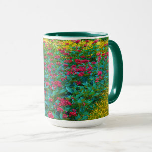 Mixed Flower Garden/Bright red, yellows and green Mug