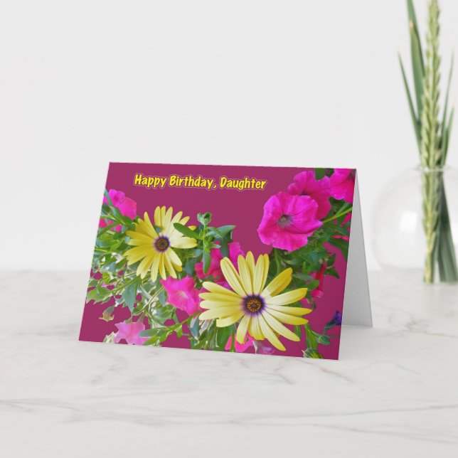 Mixed Flowers Daughter Birthday Card (Front)