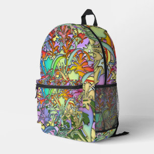 Mixed Flowers Gym Travel Laptop Printed Backpack