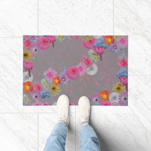 Mixed flowers in modern art doormat
