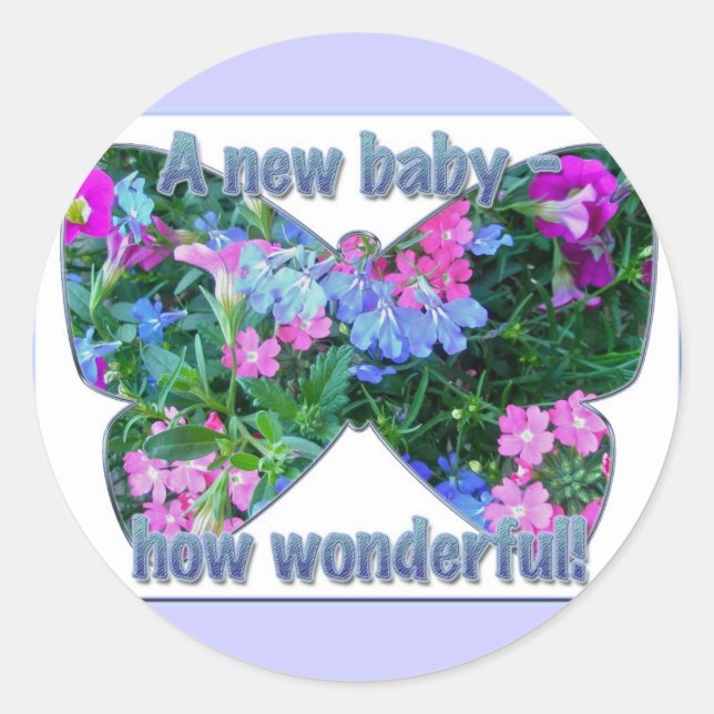 Mixed Flowers New Baby Congratulations Sticker (Front)