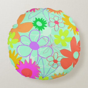 Mixed Flowers Round Cushion