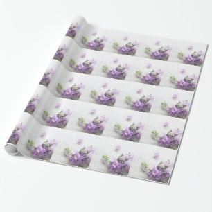 Mixed flowers with old music background wrapping paper