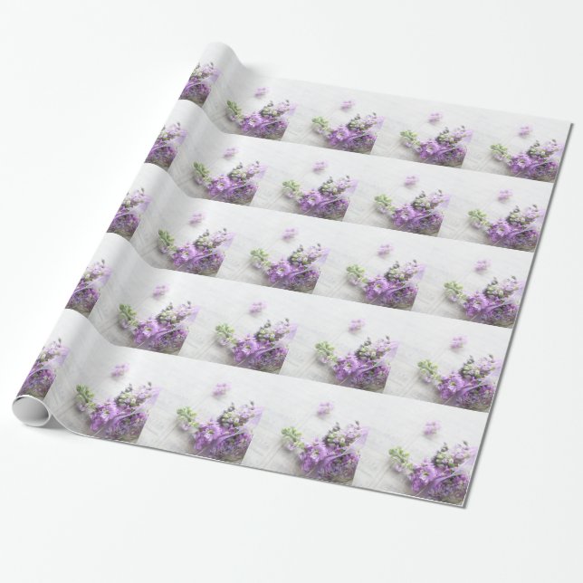 Mixed flowers with old music background wrapping paper (Unrolled)