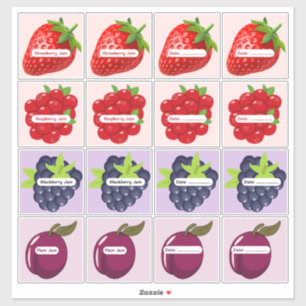 Mixed Fruit Jam Labels Custom Vinyl Sticker Sheet