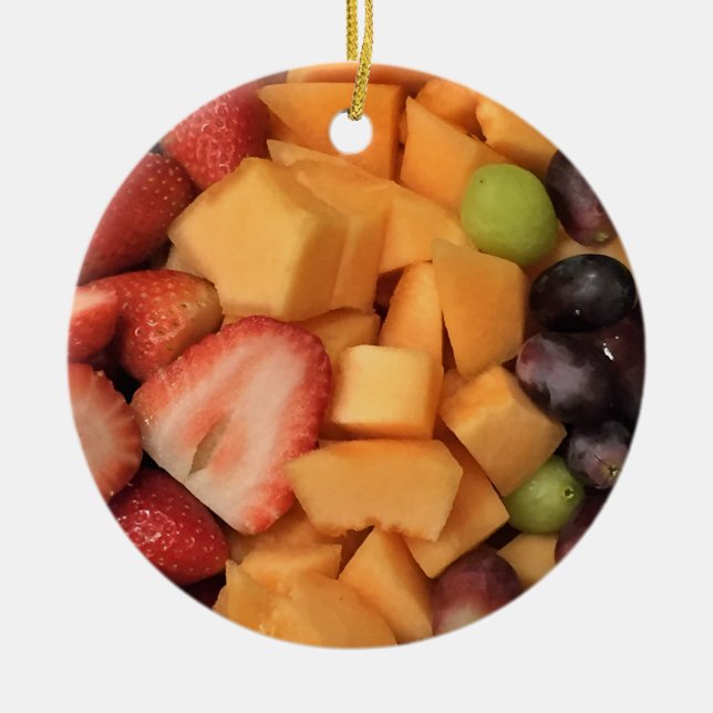 Mixed Fruit Photo Ceramic Tree Decoration (Front)