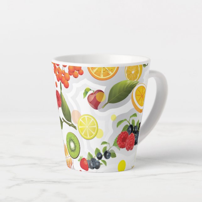 Mixed Fruits 5 Latte Mug (Right Angle)