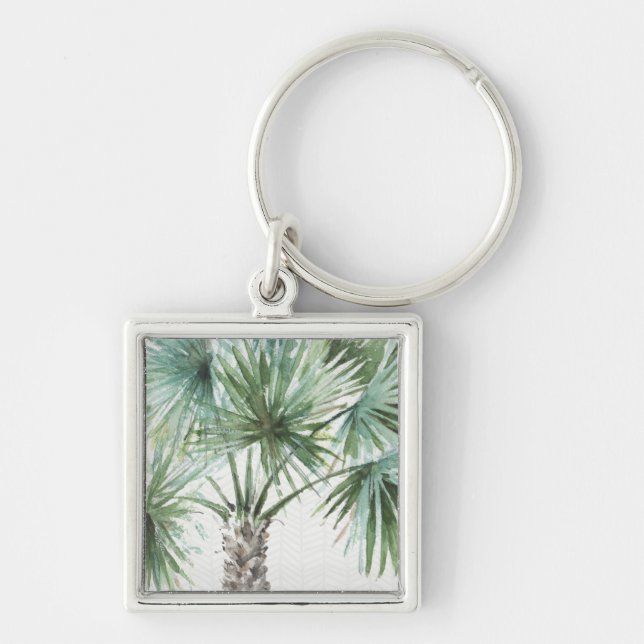 Mixed Greens I Tropical Palms Key Ring (Front)