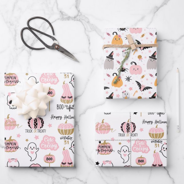 Mixed Halloween Wrapping Paper Sheets (Front)