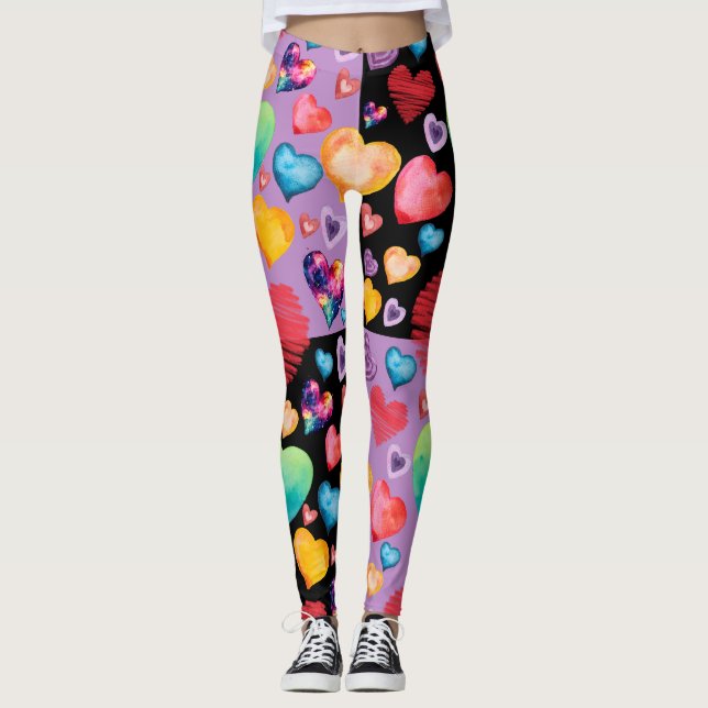 Mixed Hearts Pattern Leggings (Front)