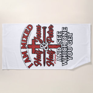 Mixed Jesus and Peter Vintage Christian Humour Beach Towel