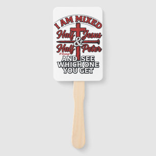 Mixed Jesus and Peter Vintage Christian Humour Hand Fan