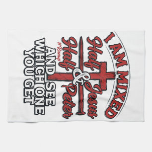 Mixed Jesus and Peter Vintage Christian Humour Tea Towel