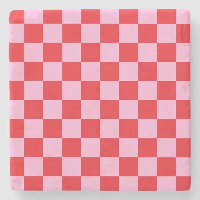Mixed Light Pink Chequered Stone Coaster (Front)