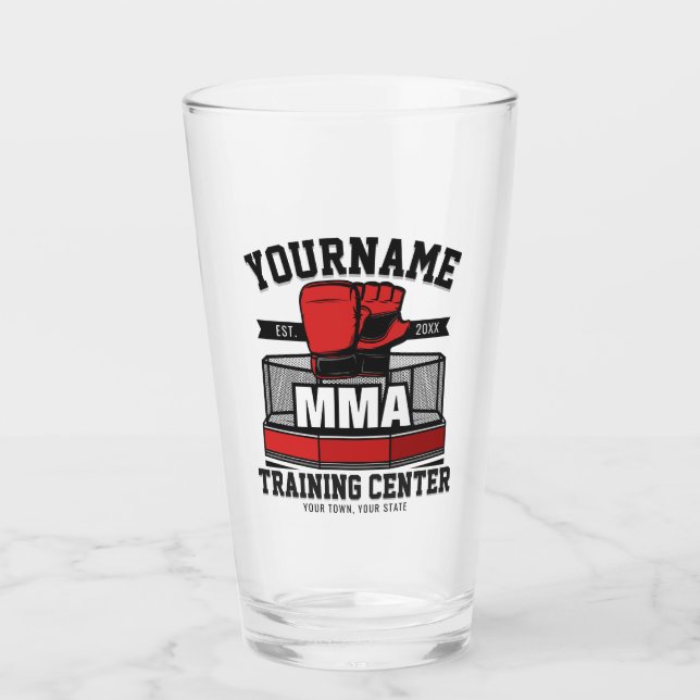 Mixed Martial Arts ADD NAME MMA Fight Training Glass (Front)