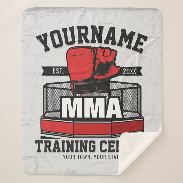 Mixed Martial Arts ADD NAME MMA Fight Training Sherpa Blanket (Front)