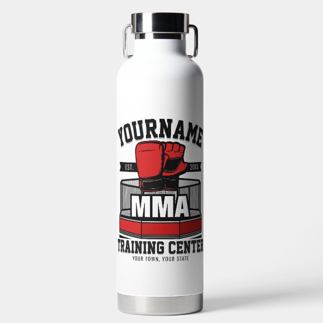 Mixed Martial Arts ADD NAME MMA Fight Training Water Bottle (Front)
