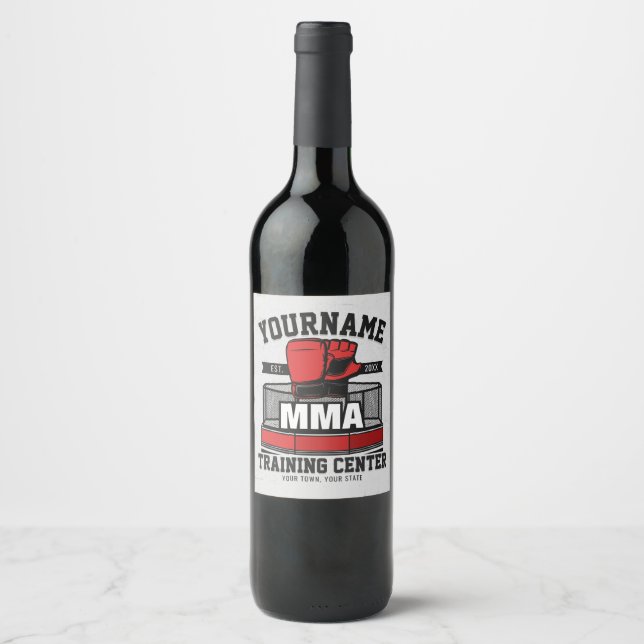 Mixed Martial Arts ADD NAME MMA Fight Training Wine Label (Front)