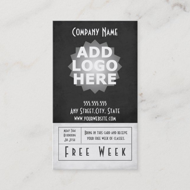Mixed Martial Arts Business Card Free Week Pass (Front)