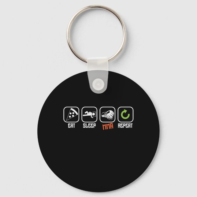 Mixed Martial Arts "Eat, Sleep, MMA, Repeat" Key Ring (Front)
