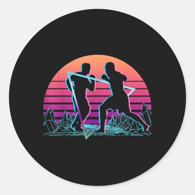 Mixed Martial Arts MMA Retro Classic Round Sticker (Front)