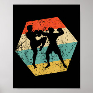 Mixed Martial Arts Retro Distressed Hexagon MMA Poster