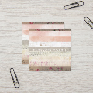 Mixed Media Abstract Beauty Stylist Square Business Card