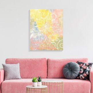 Mixed Media Abstract Flower Canvas Print