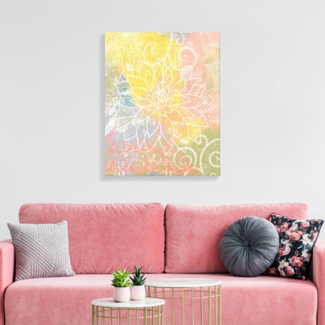 Mixed Media Abstract Flower  Canvas Print (Insitu(LivingRoom))
