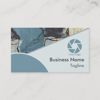 Mixed Media Abstract Grey Grey Blue QR Code Logo Business Card